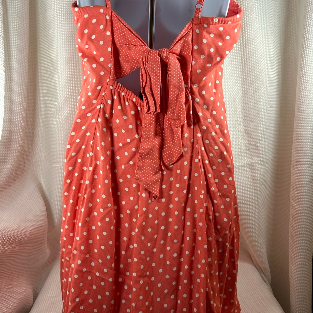 American Eagle, outfitters white polkadots, pink colored dress spaghetti straps - Picture 2 of 6